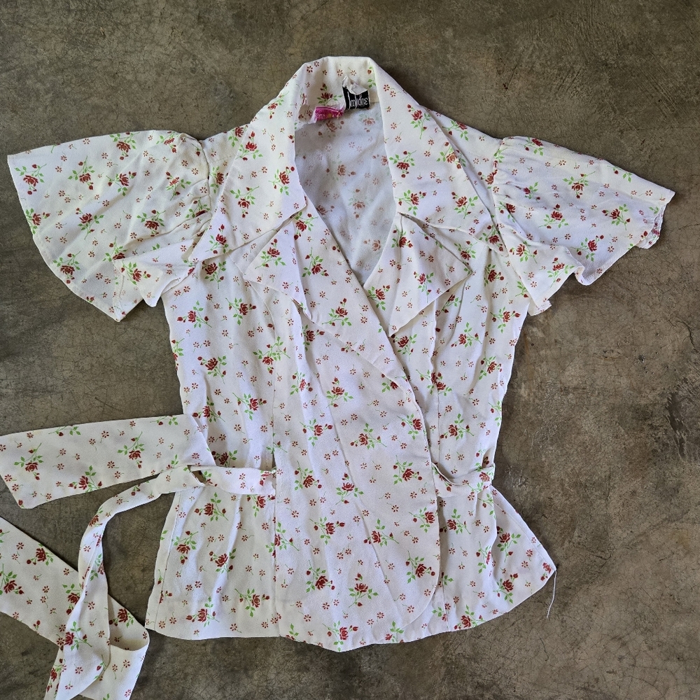 ❌️sold❌️Vintage Top + High Waist Palazzo Pant Wide Leg Pants Matching Set XXS XS - Picture 3 of 16